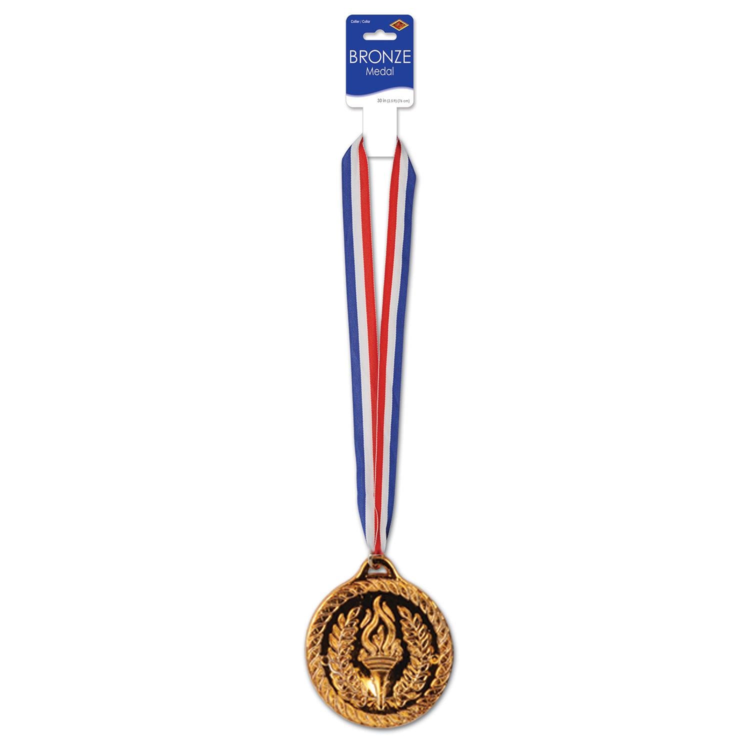 Beistle Bronze Medal with Ribbon (4 Inch Medal)