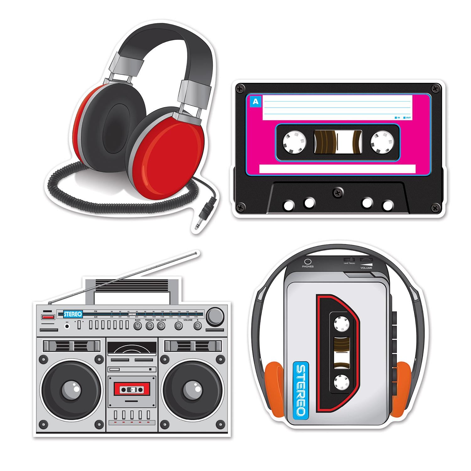 Beistle Cassette Player Party Cutouts (4/Pkg)