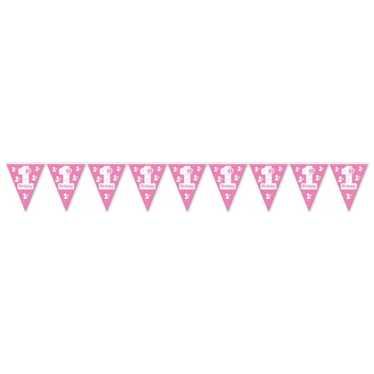 Beistle 1st Birthday Party Pennant Banner - pink