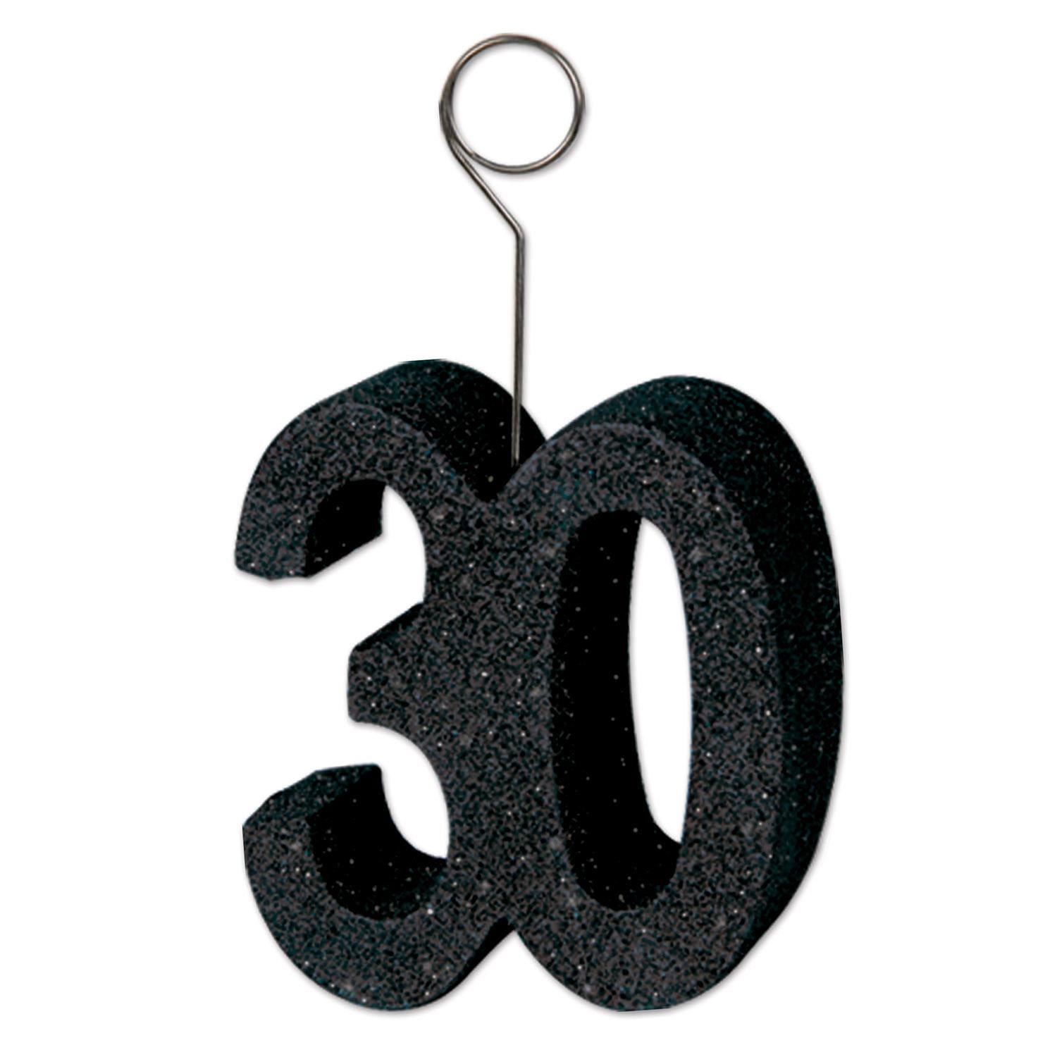 Glittered 30th Birthday Party Photo/Balloon Holder - black