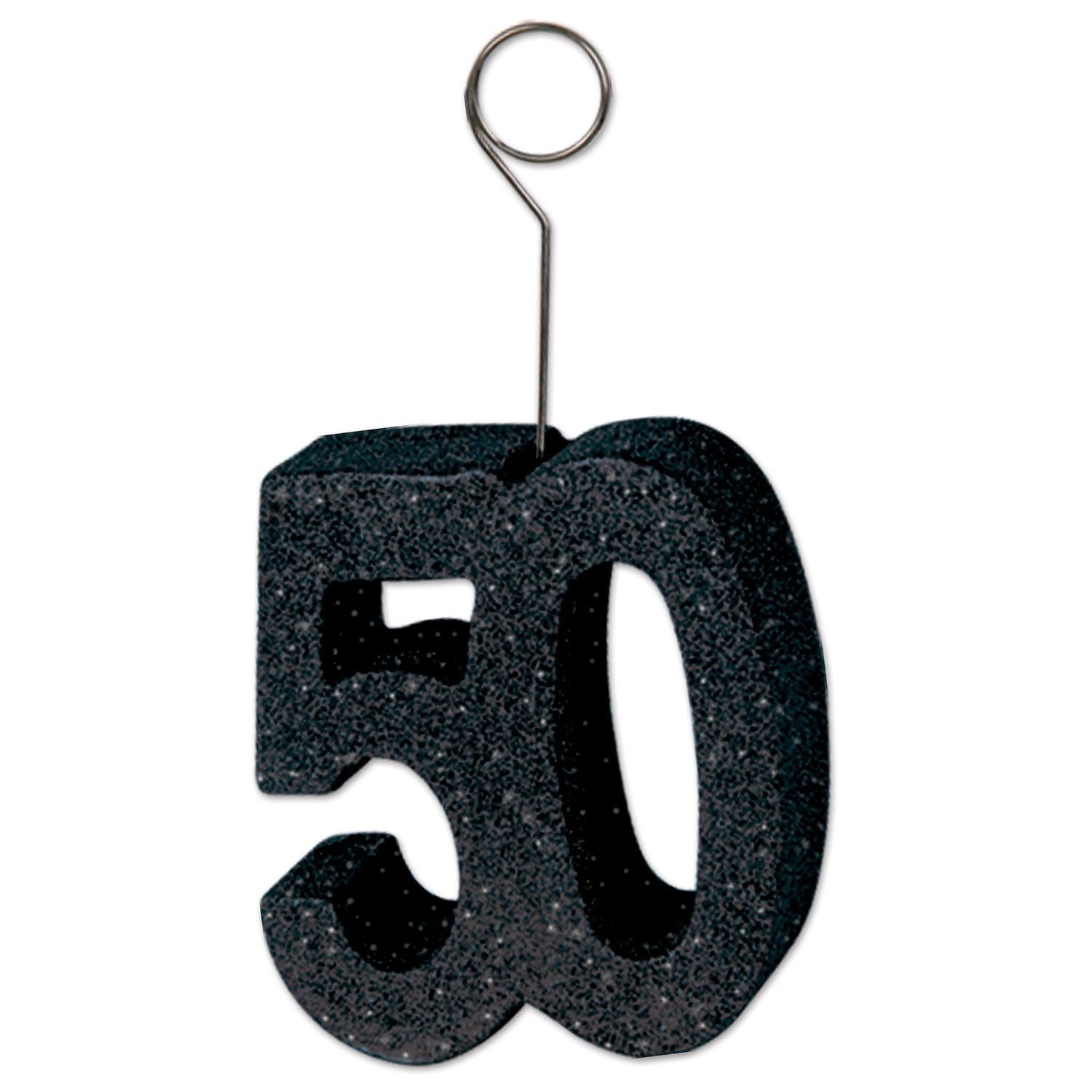 Glittered 50th Birthday Party Photo/Balloon Holder - black