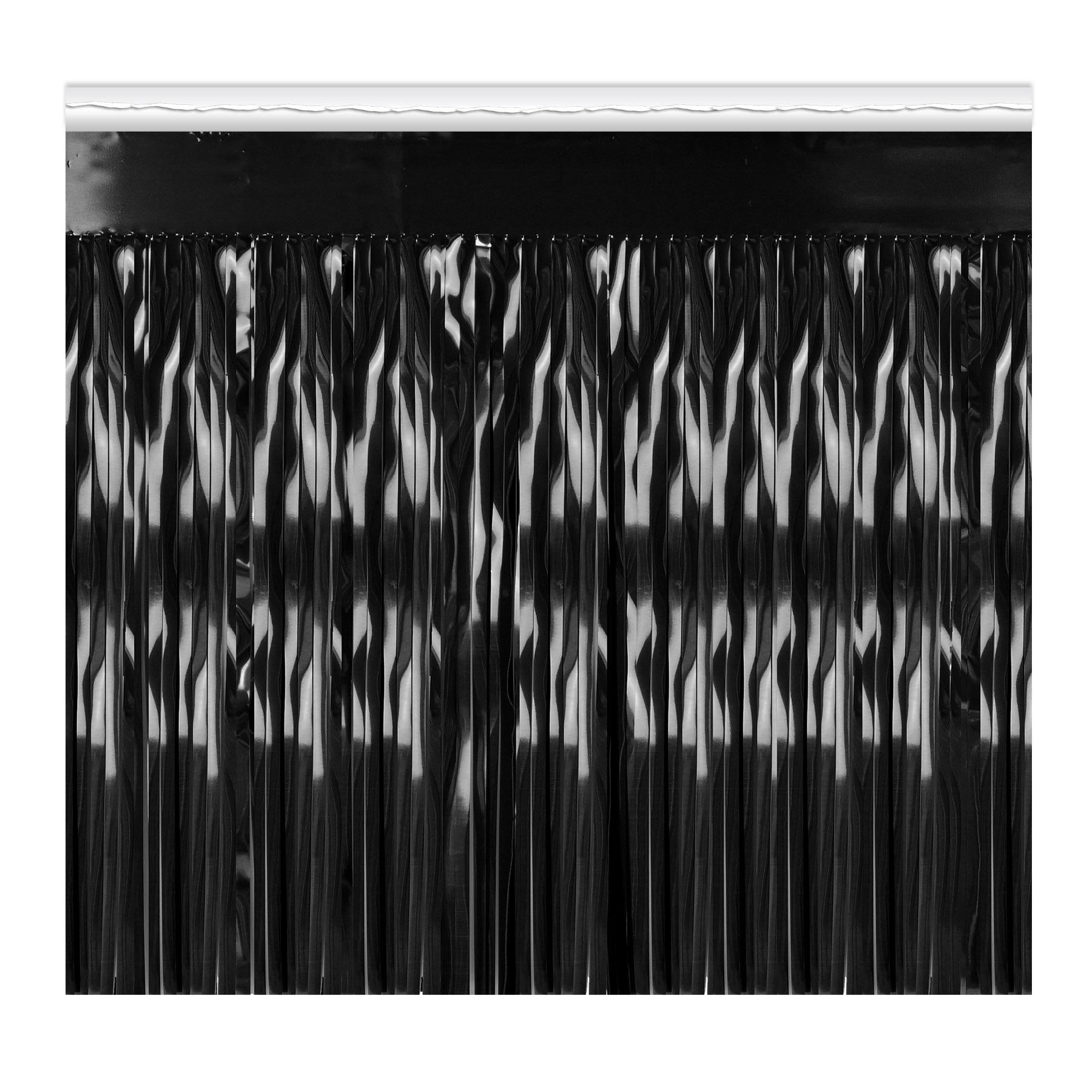 Beistle Packaged 1-Ply Metallic Party Fringe Drape - black