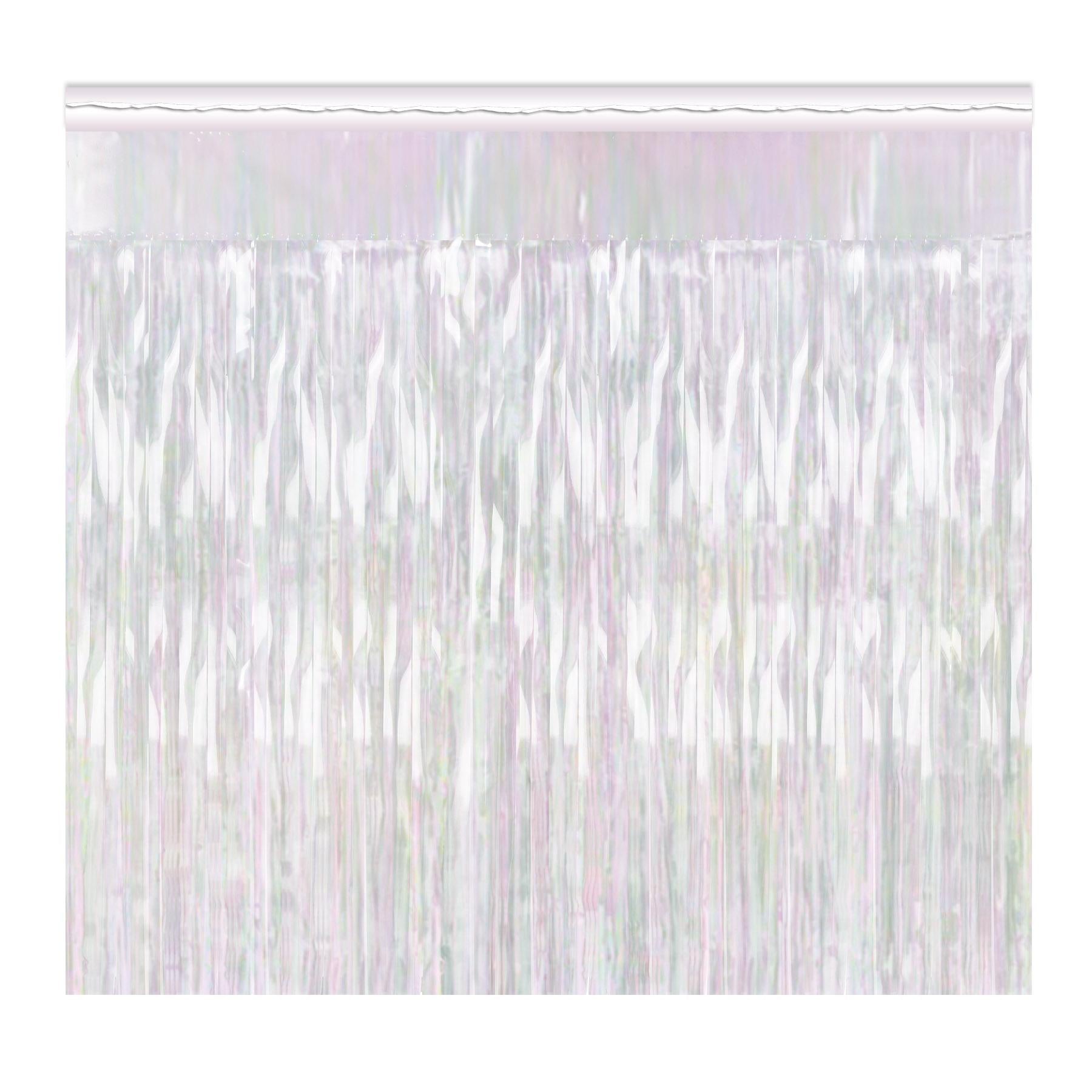 Packaged 1-Ply Metallic Party Fringe Drape - opalescent