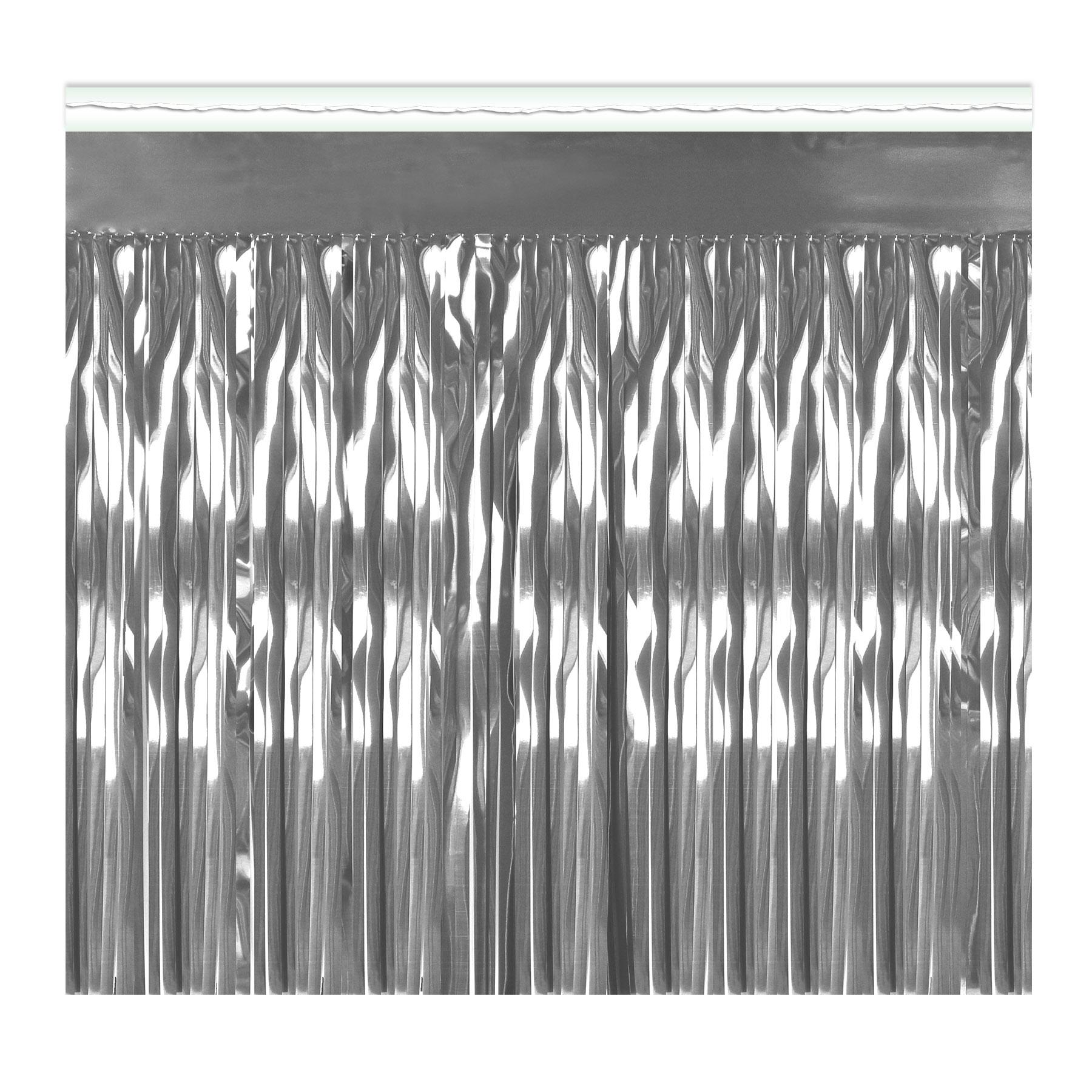 Beistle Packaged 1-Ply Metallic Party Fringe Drape - silver