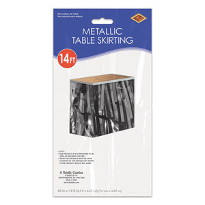 Bulk Pkgd 2-Ply Metallic Table Skirting - black & silver (Case of 6) by Beistle