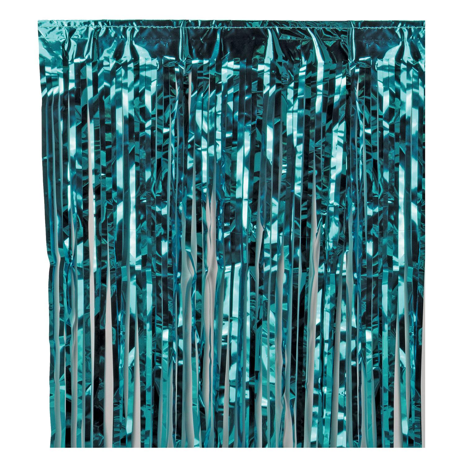 Packaged 1-Ply Metallic Party Table Skirt - turquoise