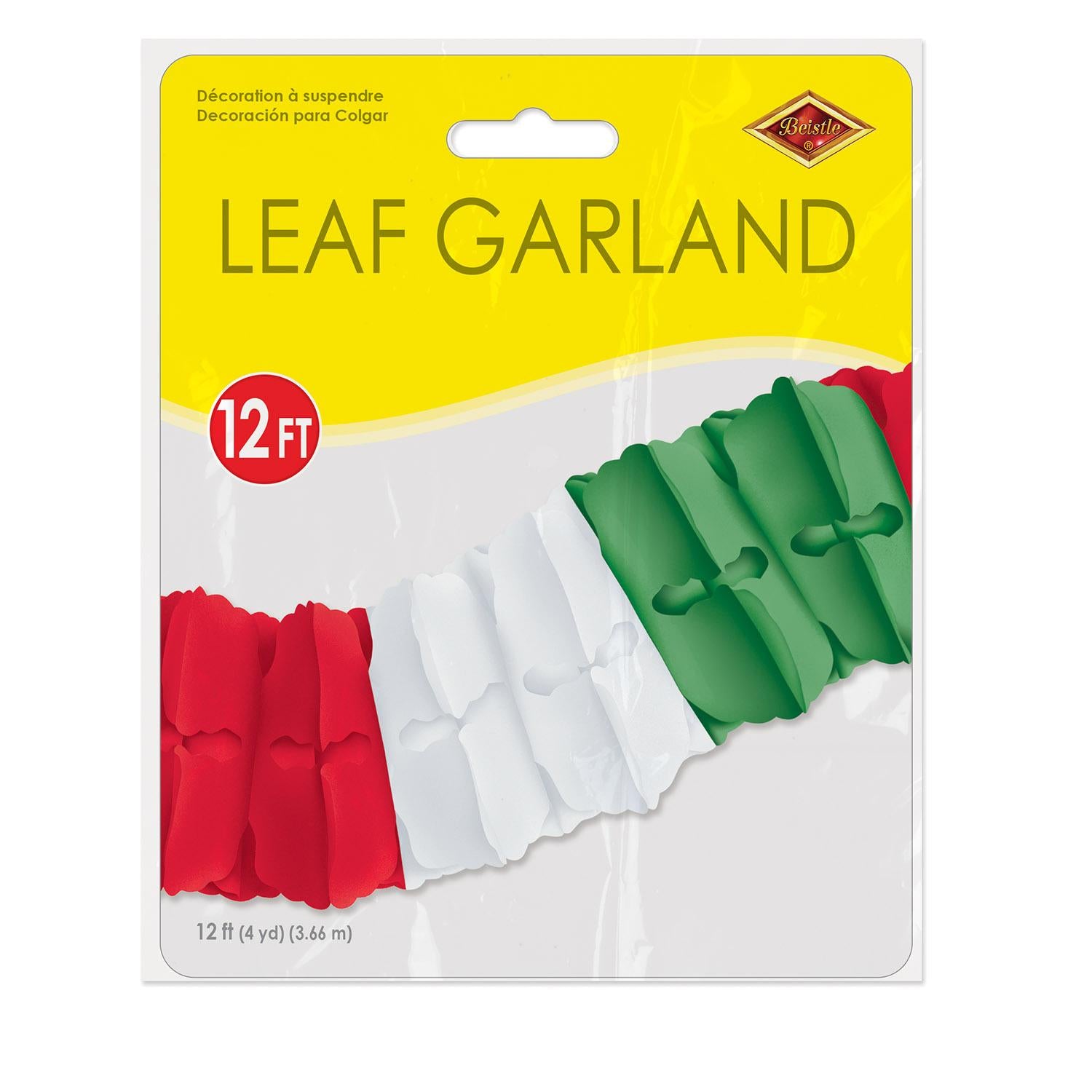 Beistle Fiesta Packaged Leaf Garland - red - white - green