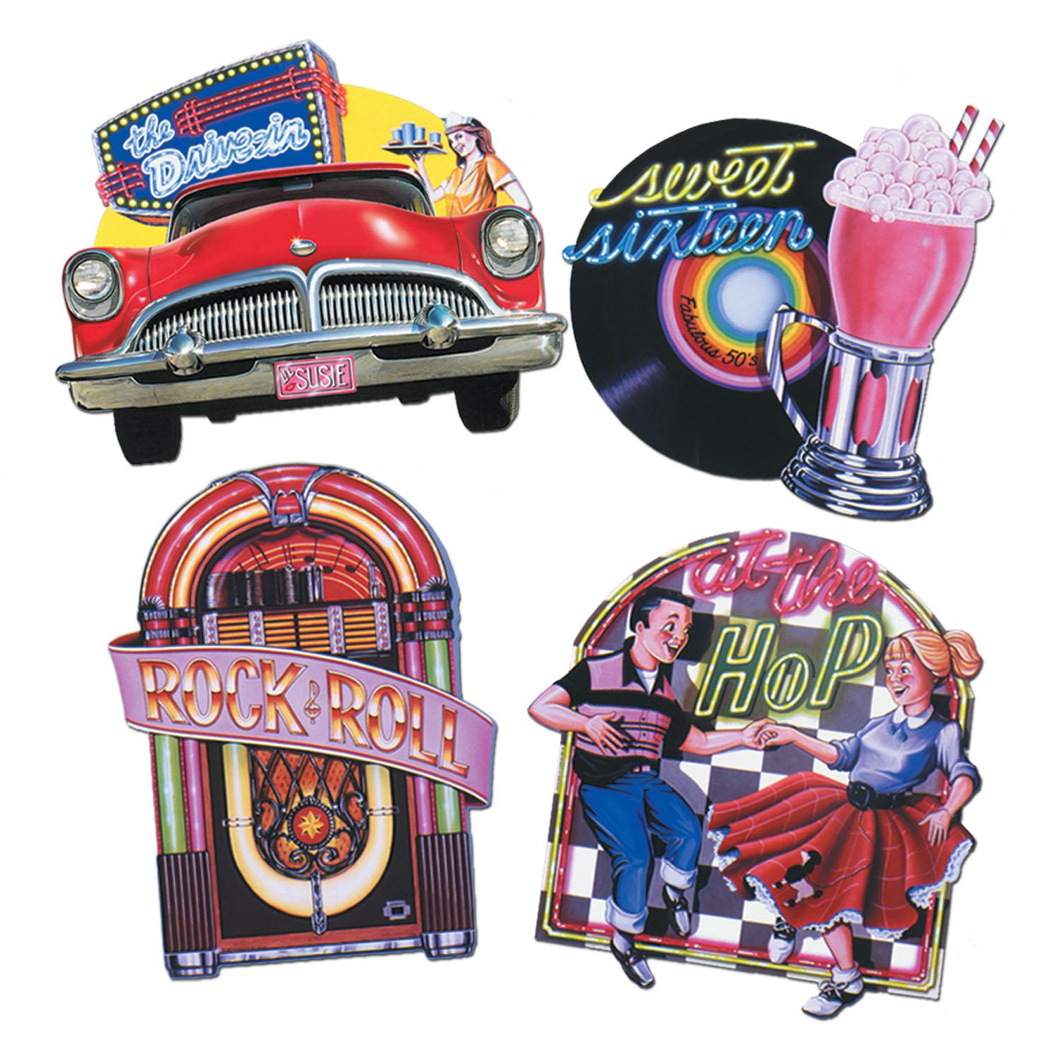 Beistle Packaged Fabulous 50's Party Cutouts (4/Pkg)