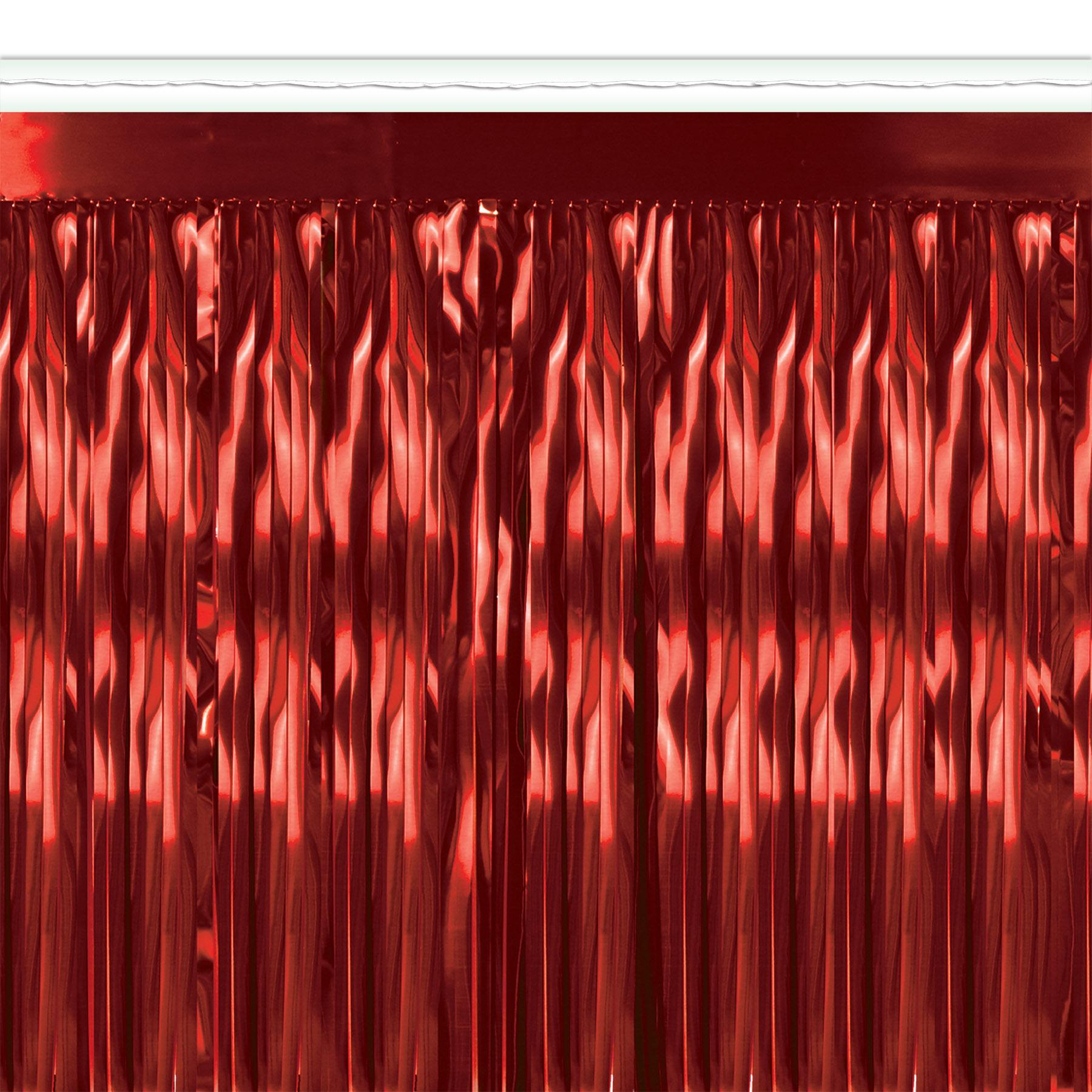 Beistle 2-Ply Party Metallic Fringe Drape - red