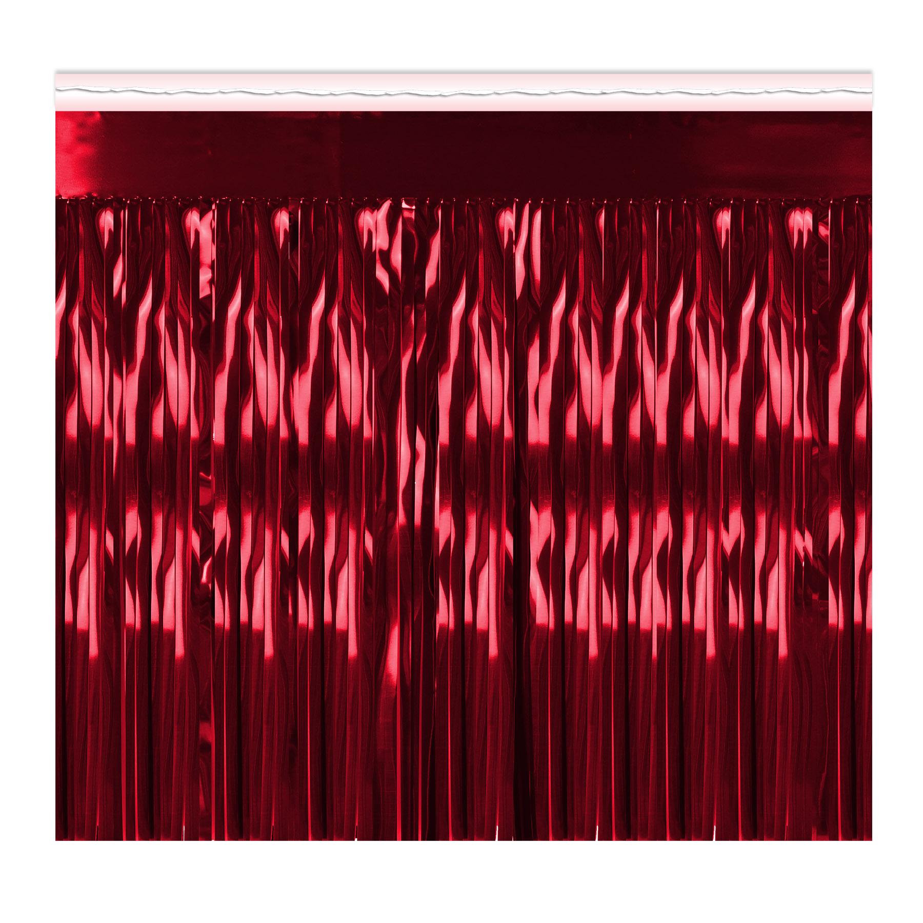 Beistle 2-Ply Party Metallic Fringe Drape - red