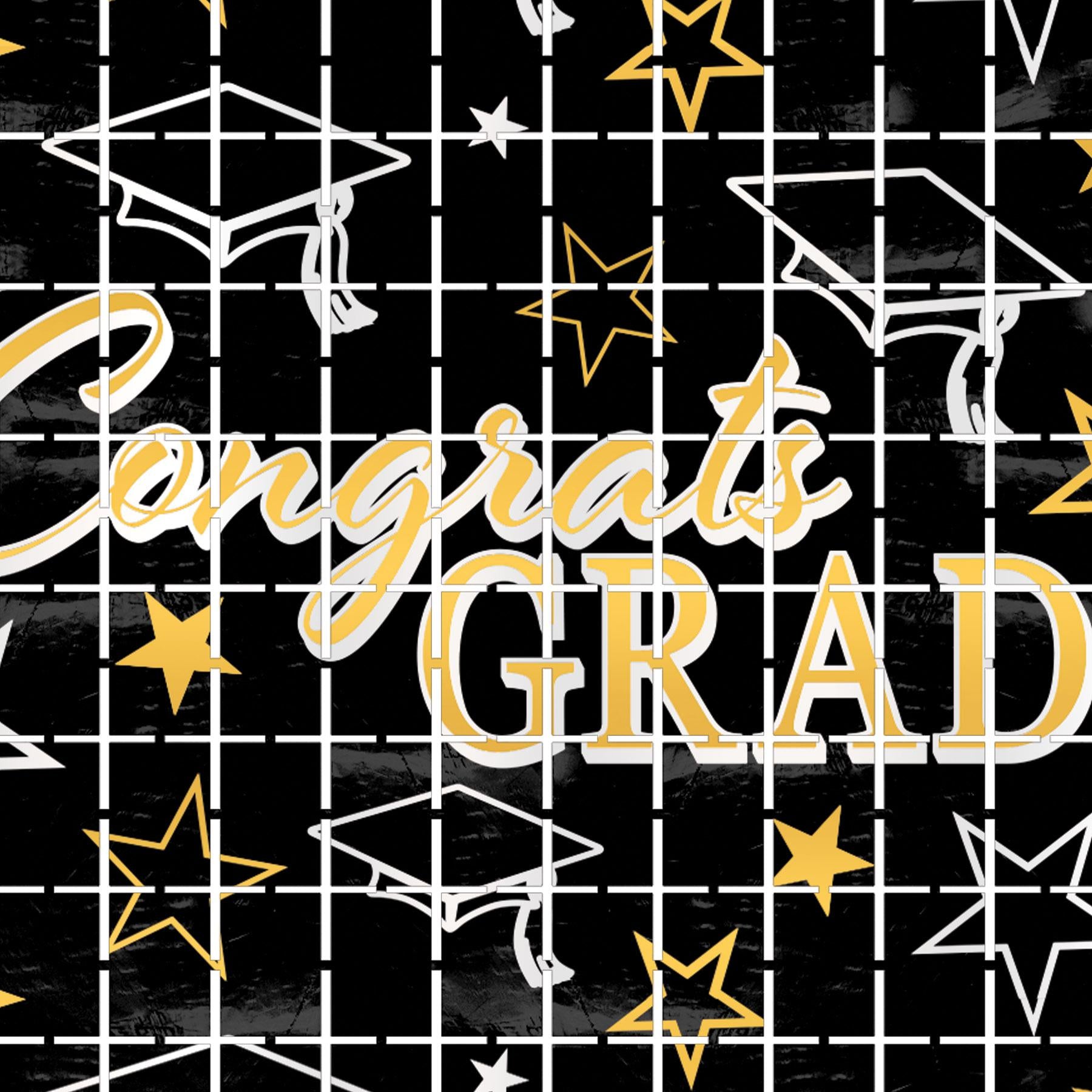 Congrats Grad Metallic Graduation Party Square Curtain (6 Packages)