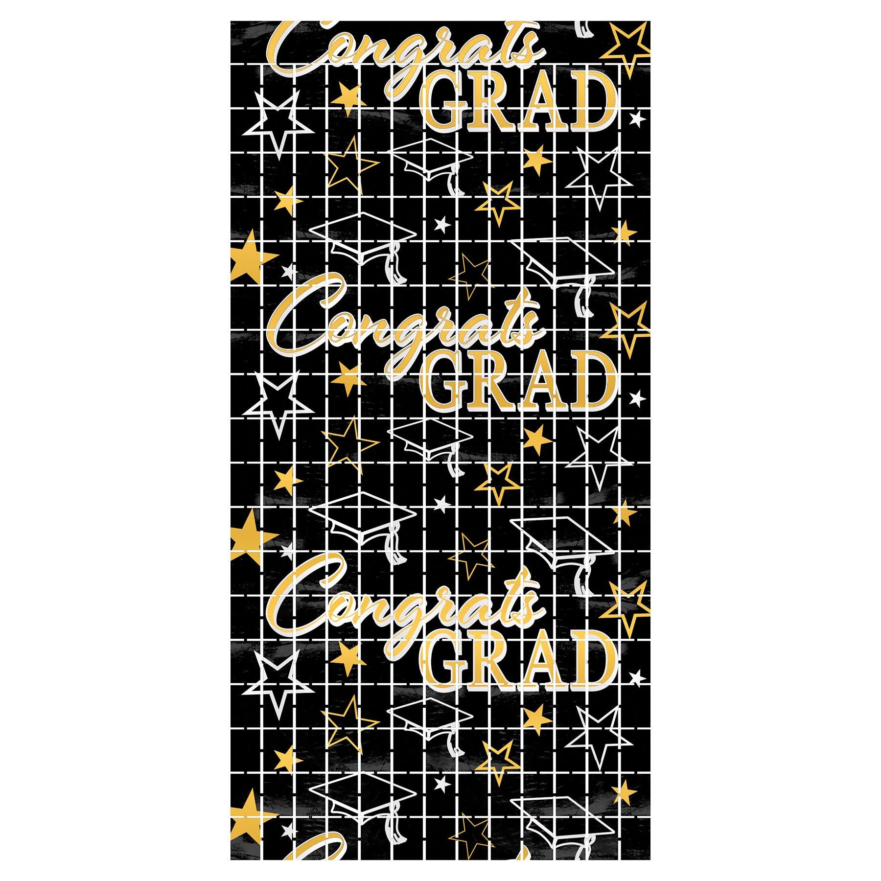 Congrats Grad Metallic Graduation Party Square Curtain (6 Packages)