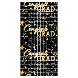 Congrats Grad Metallic Graduation Party Square Curtain (6 Packages)