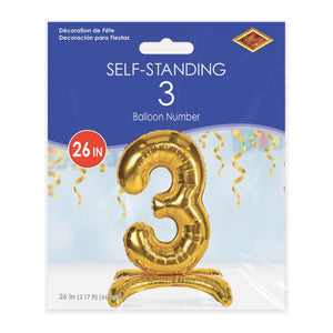 Bulk Self-Standing Balloon Number 3 (6 Pkgs Per Case) by Beistle