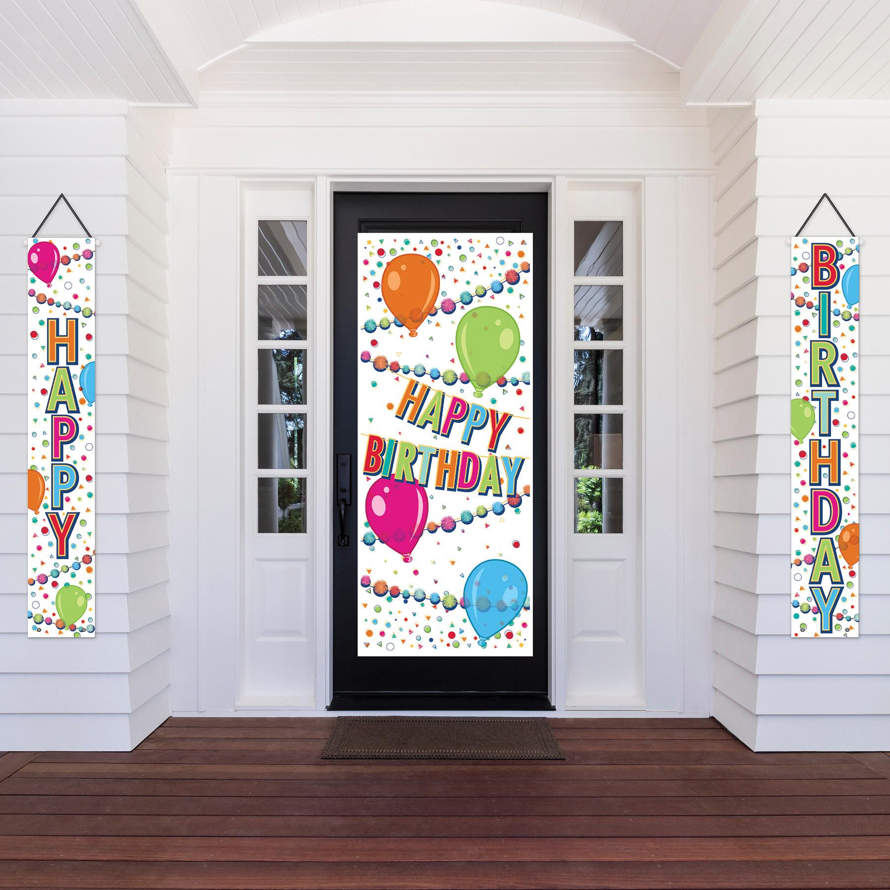 Happy Birthday Party Fabric Door Panel Set- Multicolor