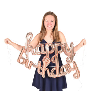 Bulk Script Rose Gold Happy Birthday Balloon Streamer (6 Pkgs Per Case) by Beistle