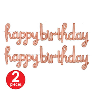 Bulk Script Rose Gold Happy Birthday Balloon Streamer (6 Pkgs Per Case) by Beistle