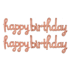 Bulk Script Rose Gold Happy Birthday Balloon Streamer (6 Pkgs Per Case) by Beistle