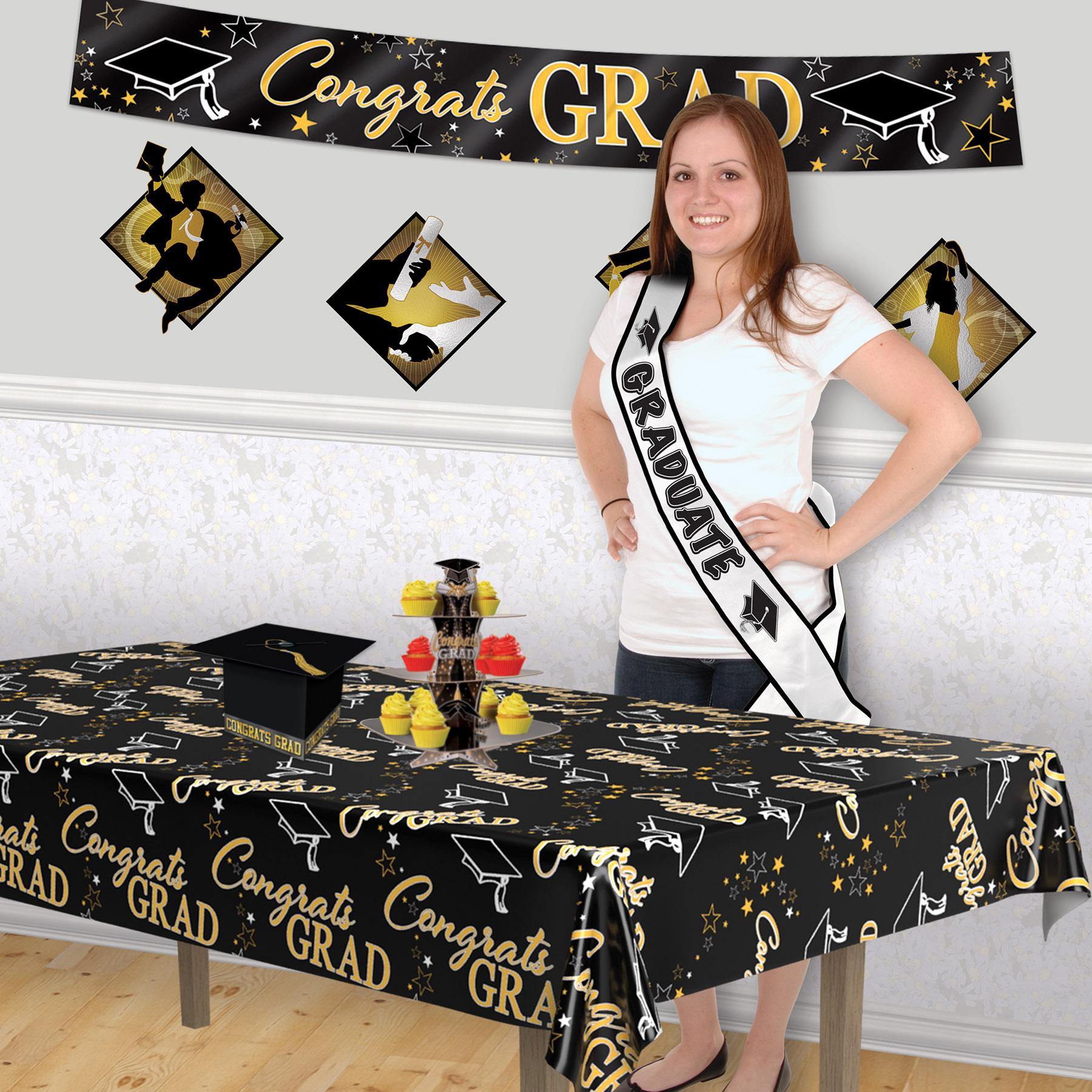 Beistle Metallic Graduation Party Tablecover (12 Per Case)