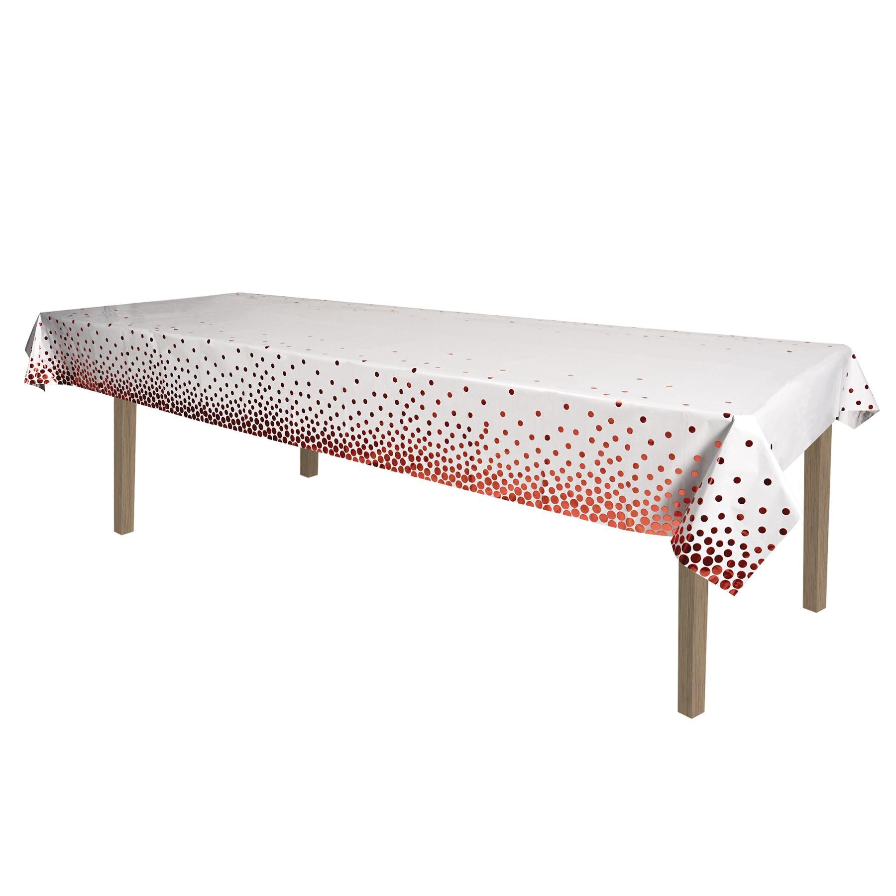 Rose Gold Metallic Polka Dots Party Tablecover (12 Packages)