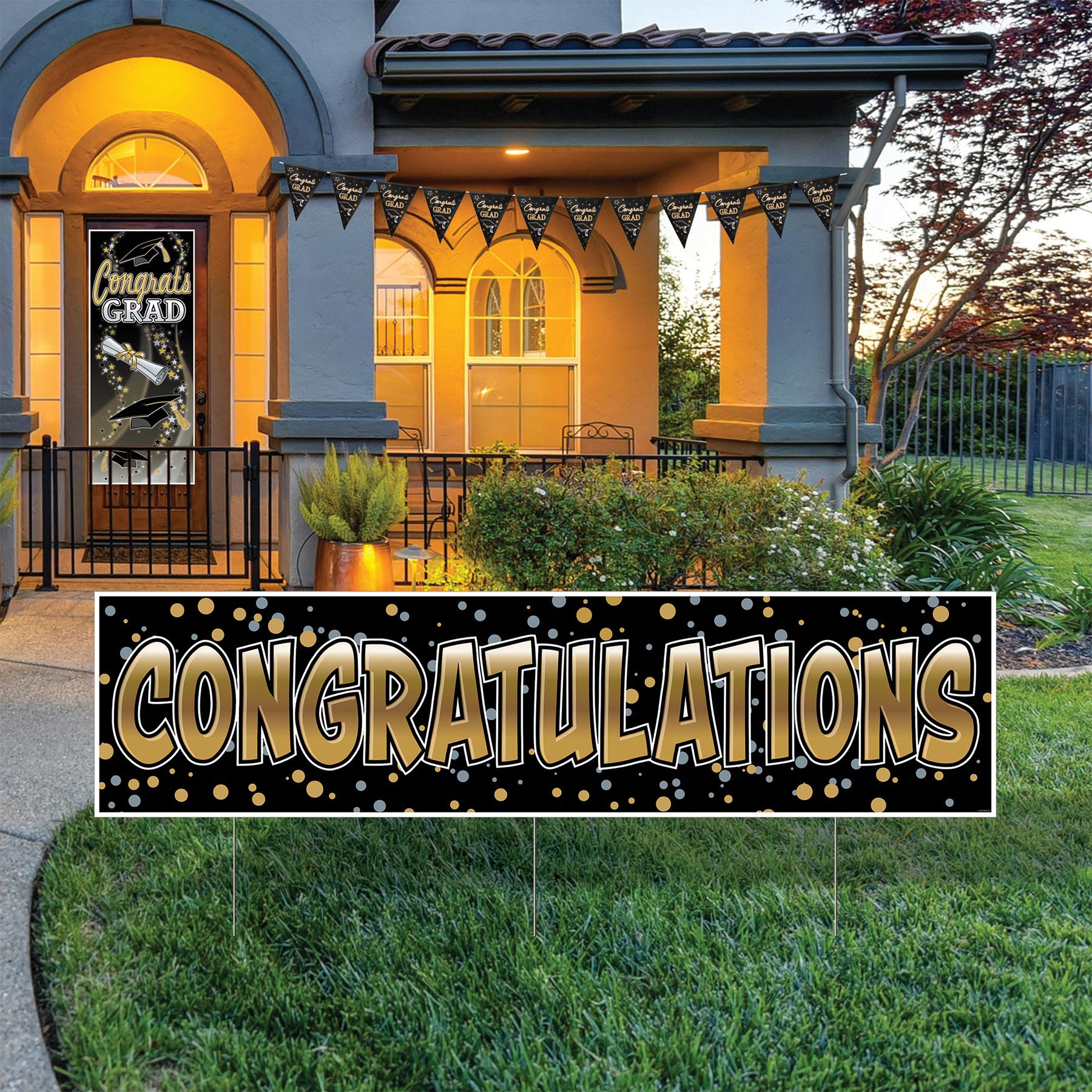 Metallic Congrats Grad Graduation Party Pennant Banner (12 Packages)