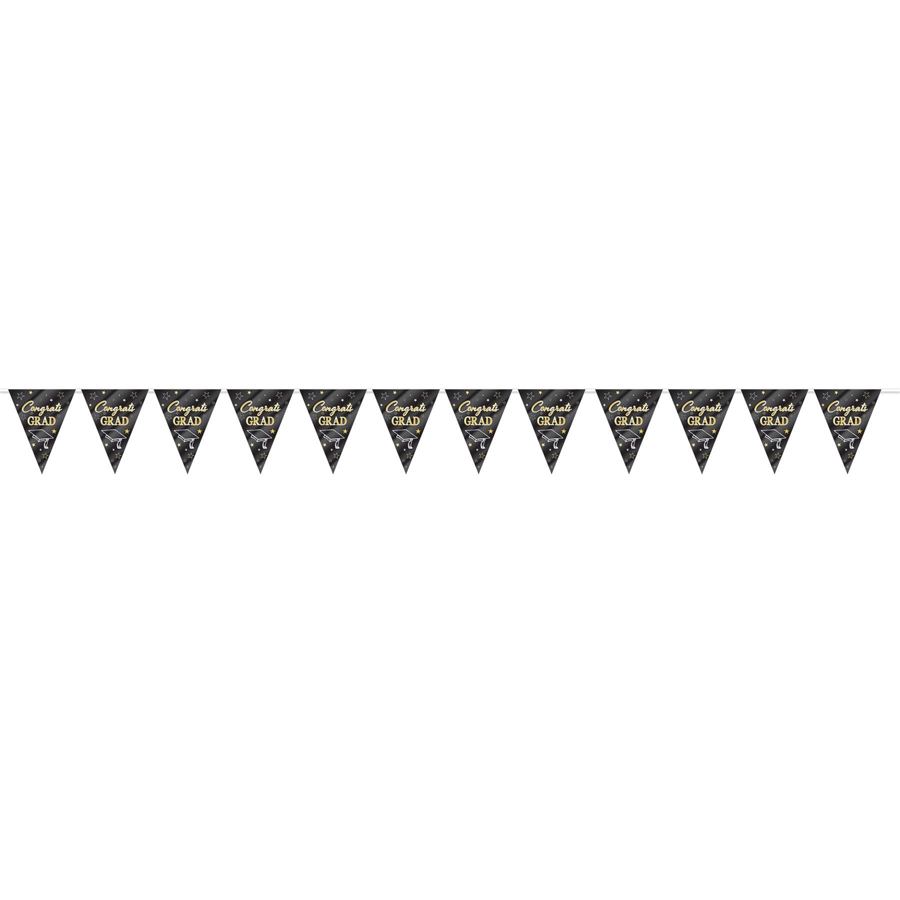 Metallic Congrats Grad Graduation Party Pennant Banner (12 Packages)