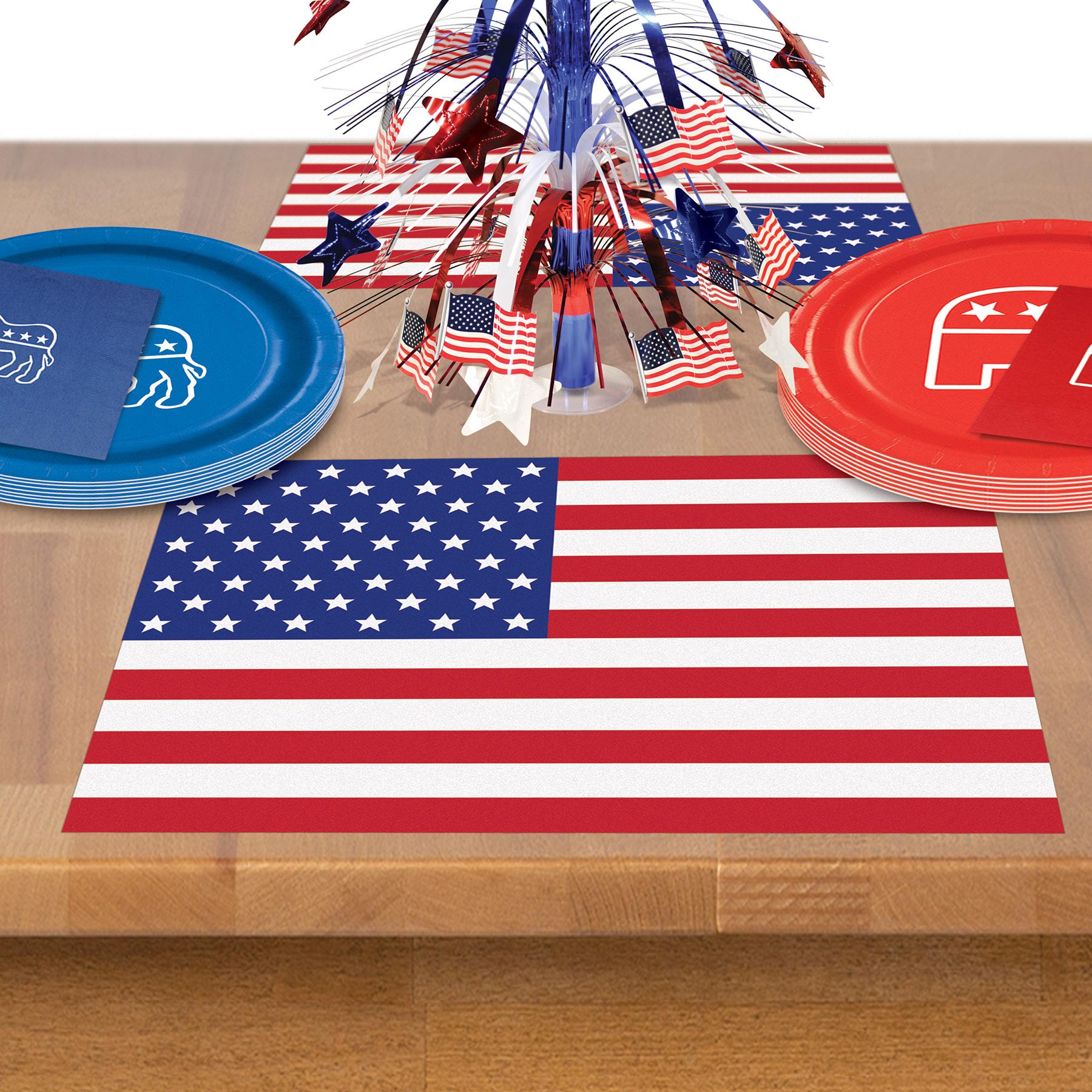 Beistle Plastic American Flag Party Placemats