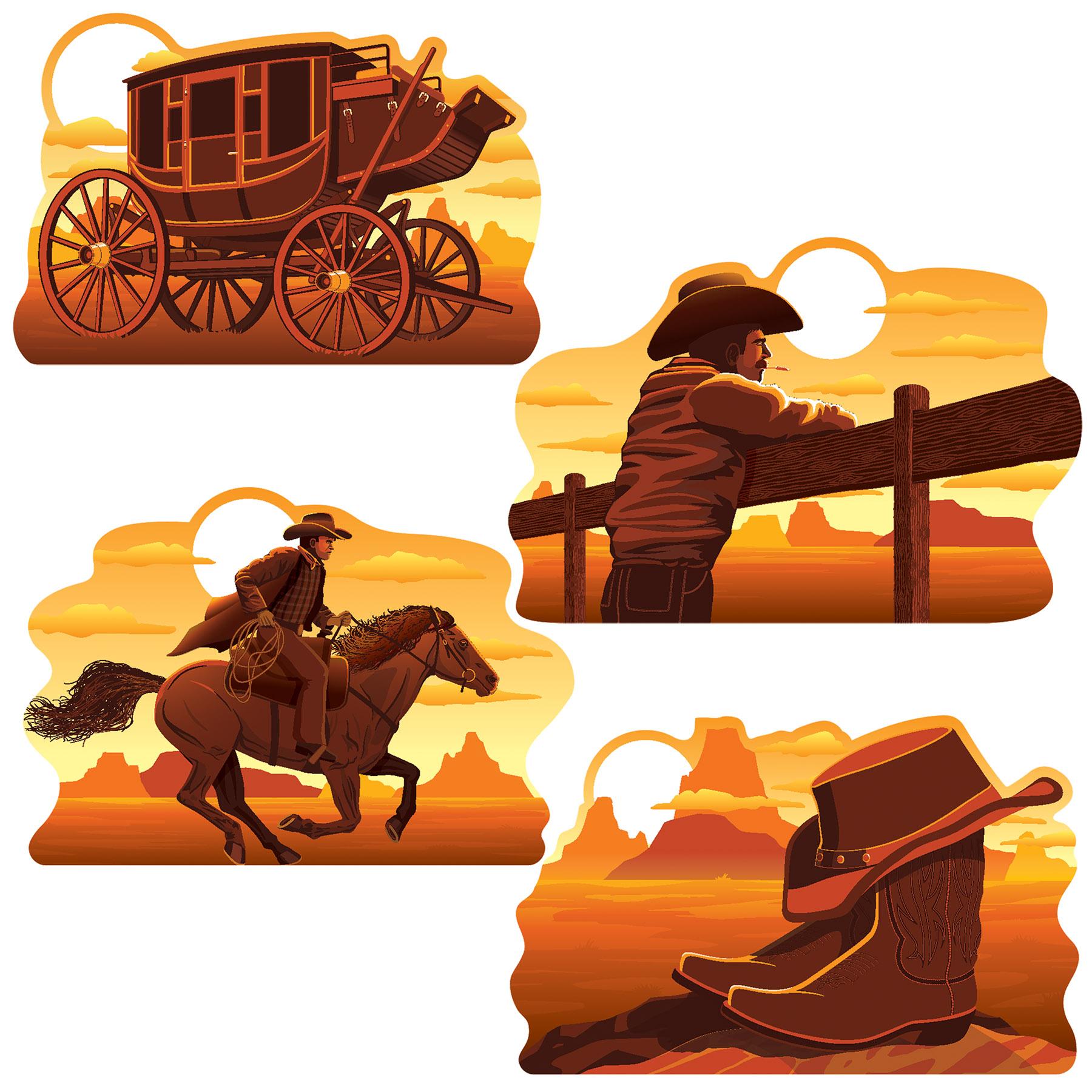 Wild West Cutouts (4 Per Package)