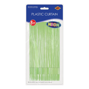 Beistle 1-Ply Plastic Fringe Curtain - Neon Lime - 76.5 inch x 39 inch - Hanging Decor