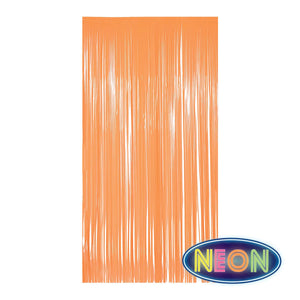 Beistle 1-Ply Plastic Fringe Curtain - Neon Orange - 76.5 inch x 39 inch - Hanging Decor