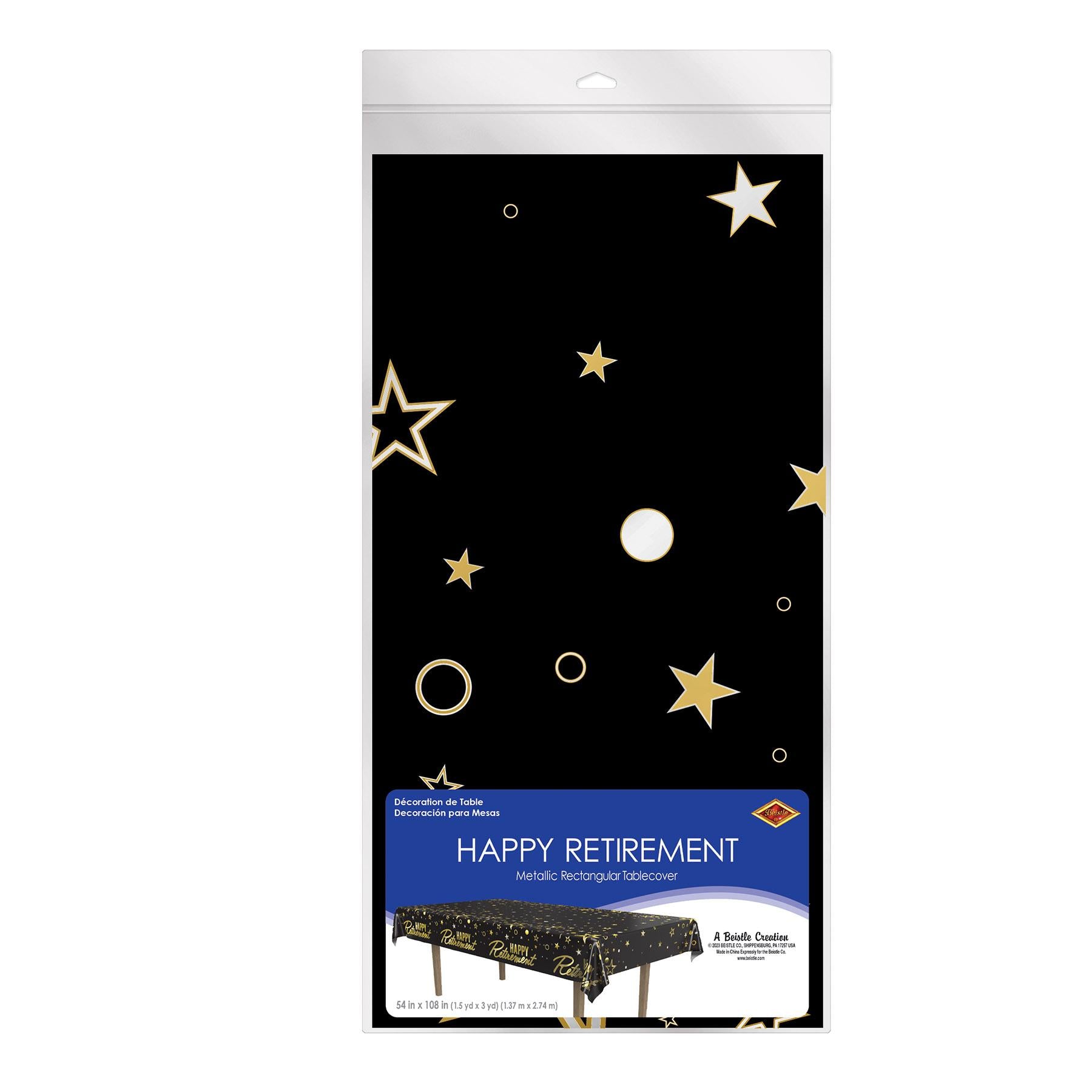 Metallic Happy Retirement Tablecover