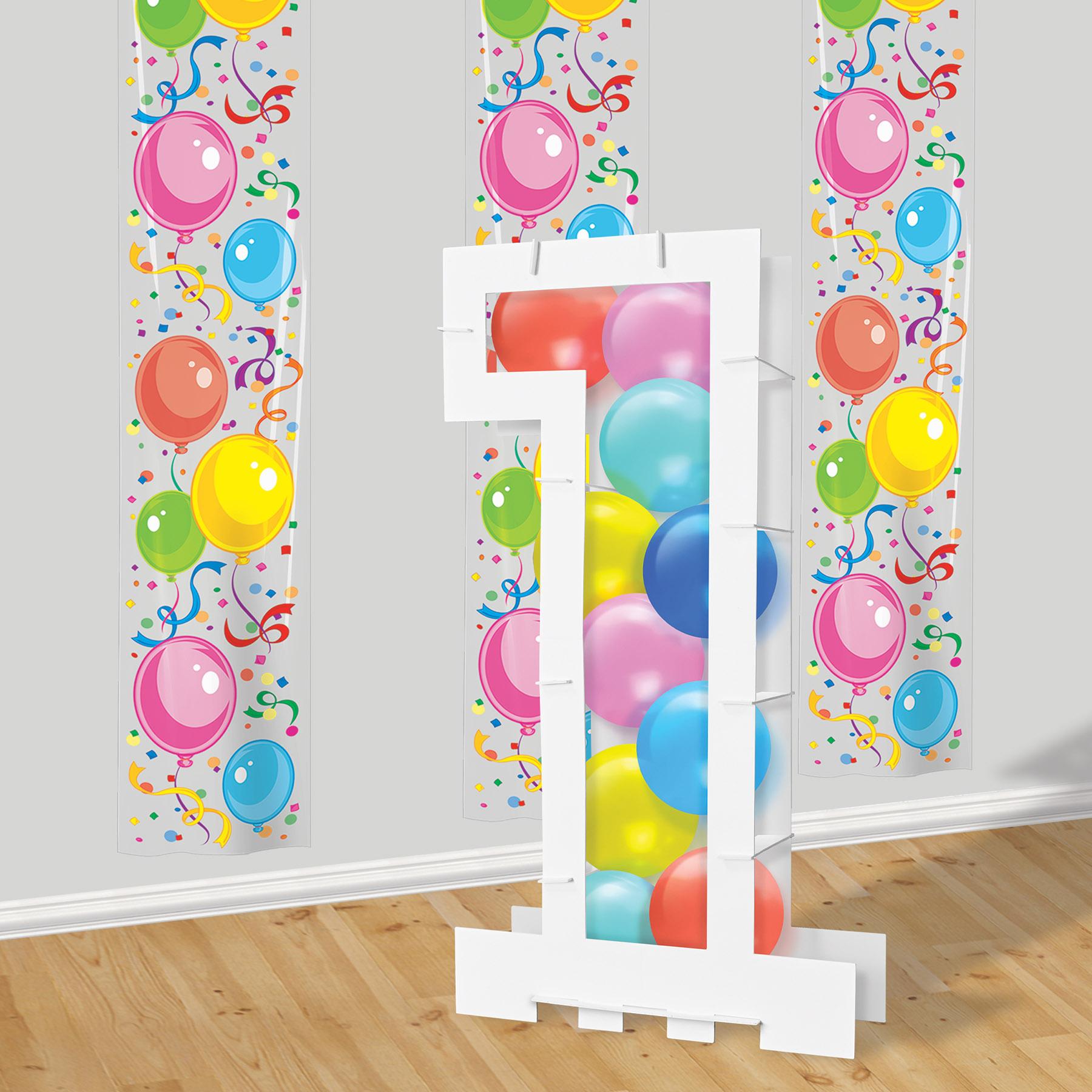 Balloon Mosaic Number 1 Frame - White - 32 inch x 18 inch