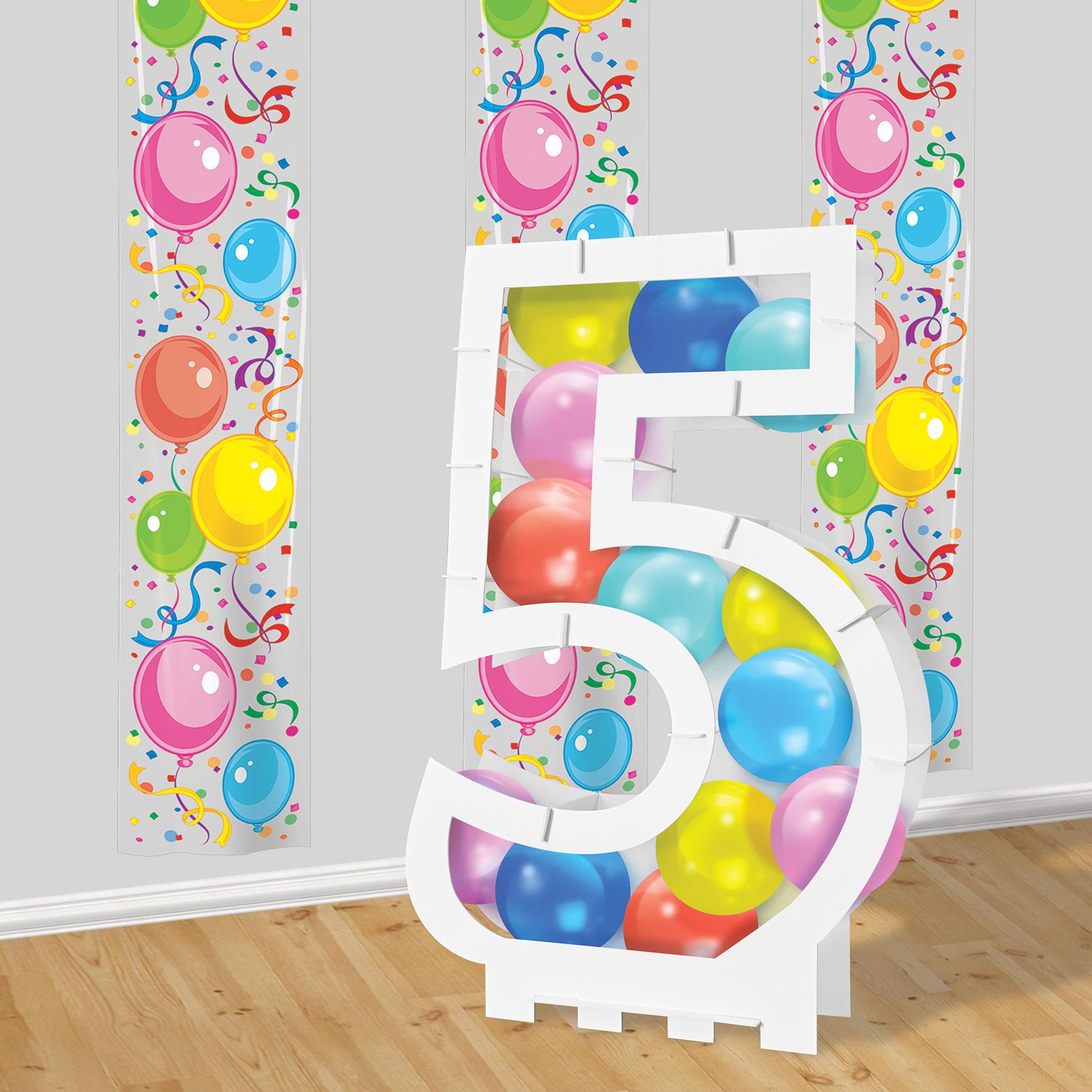 Balloon Mosaic Number 5 Frame - White - 32 inch x 21.5 inch