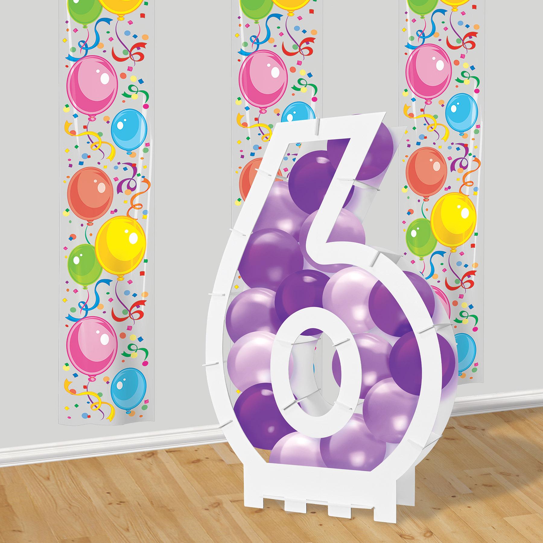 Balloon Mosaic Number 6 Frame - White - 32 inch x 21 inch