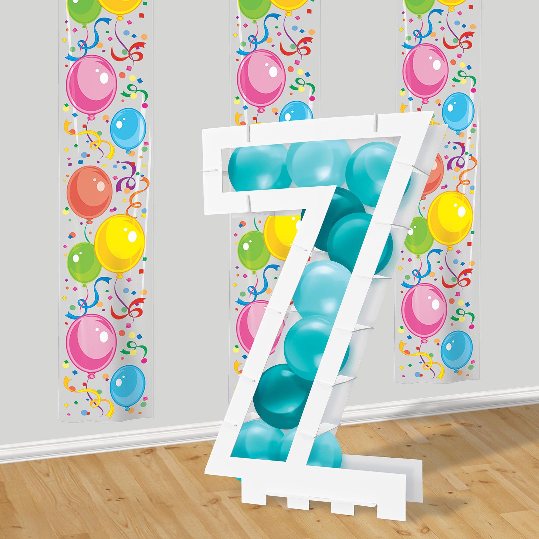 Balloon Mosaic Number 7 Frame - White - 32 inch x 20.5 inch