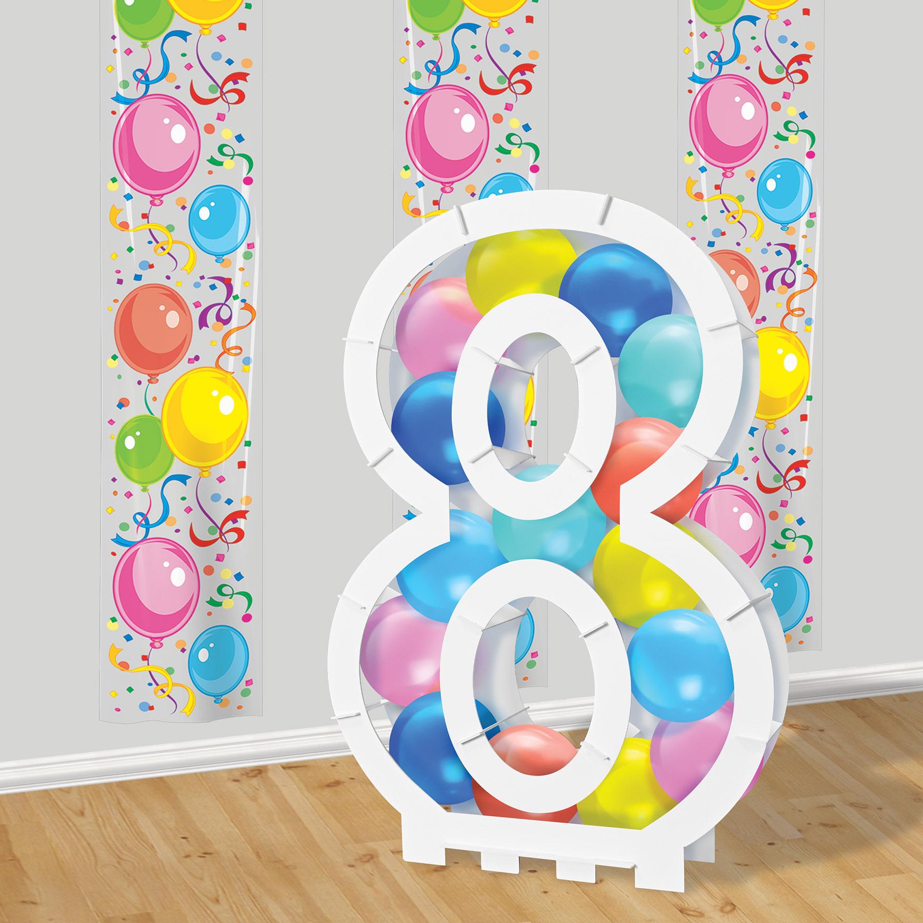 Balloon Mosaic Number 8 Frame - White - 32 inch x 22.5 inch