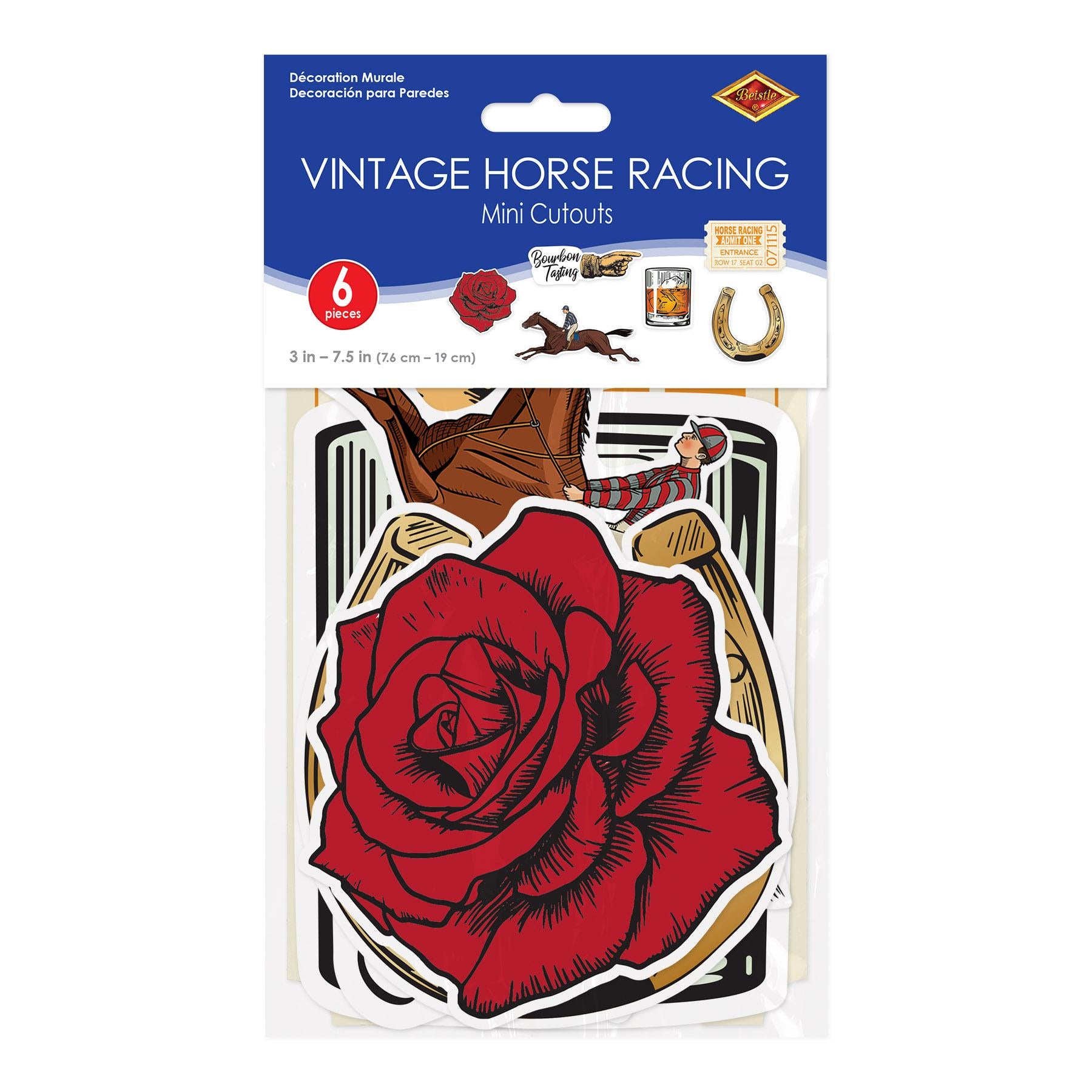 Vintage Horse Racing Mini Cutouts (6/Pkg) - Printed 2 Sides