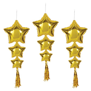 Star Balloons with Tassels gold (3 Per Package)