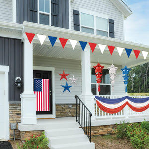 Beistle Star Balloons with Tassels Assorted Red, Silver, Blue - Assembly Required - 45-inch Size - Patriotic Mylar Balloon Accessories