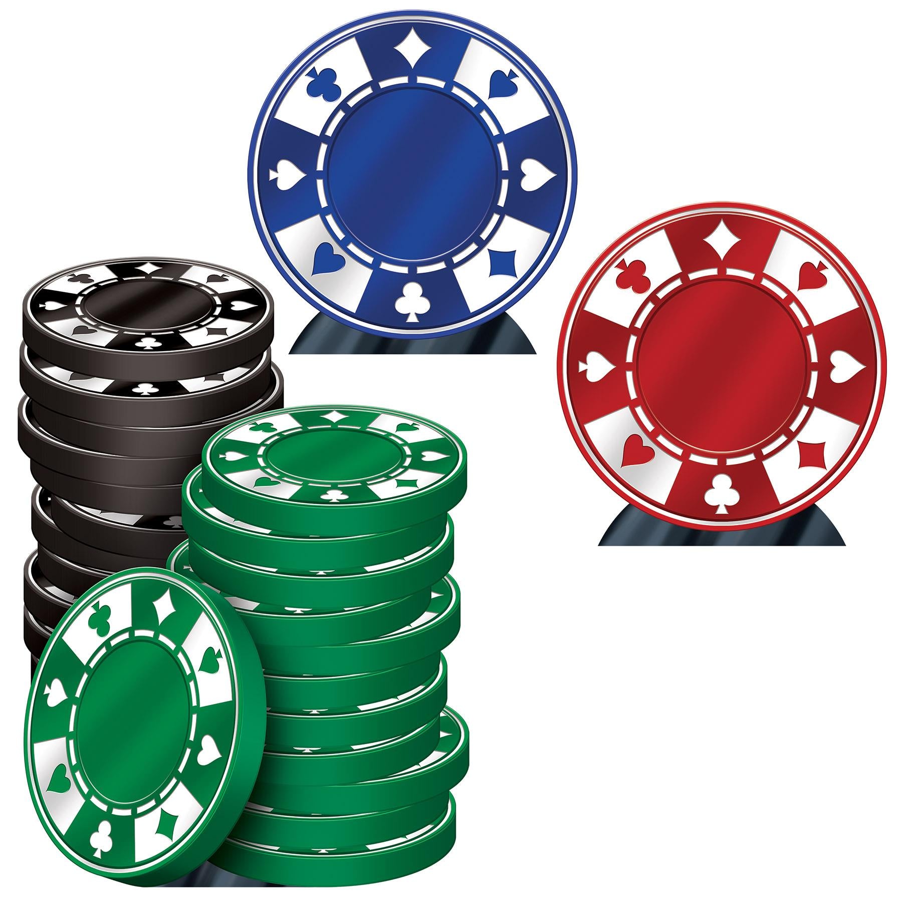 Casino Poker Chips Stand-Up Decoration - Easel Attached