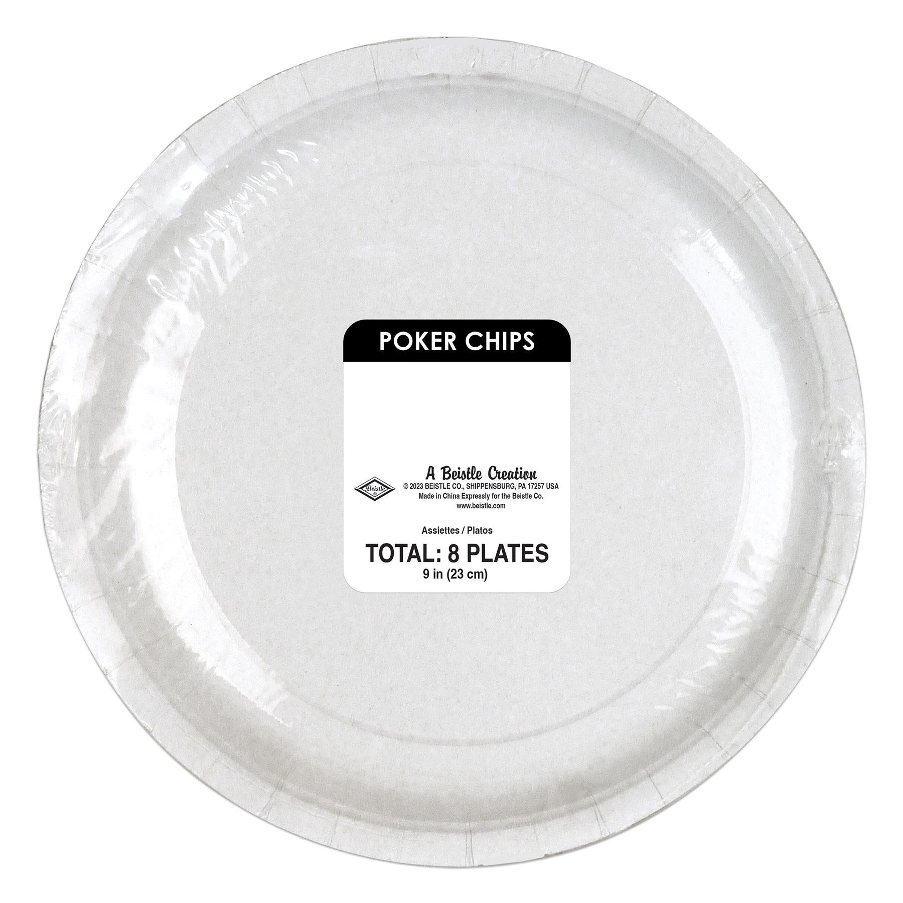 Poker Chips Plates (8/Pkg) - 9 Inch