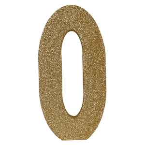 3-D Glittered 0 Birthday Centerpiece gold - 8 inch x 49 inch