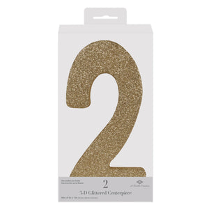 Beistle 3-D Glittered 2 Centerpiece gold - 8 inch x 49 inch - Birthday-Age Specific Centerpieces