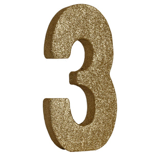 Beistle 3-D Glittered 3 Centerpiece gold - 8 inch x 49 inch - Birthday-Age Specific Centerpieces