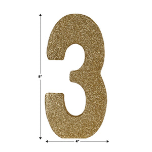 Beistle 3-D Glittered 3 Centerpiece gold - 8 inch x 49 inch - Birthday-Age Specific Centerpieces