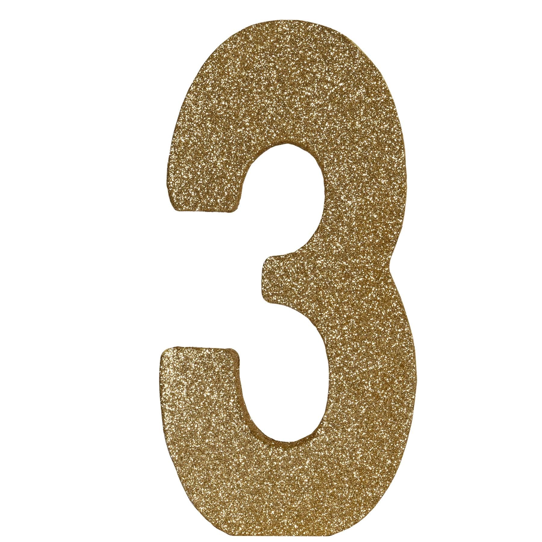 3-D Glittered 3 Birthday Centerpiece gold - 8 inch x 49 inch