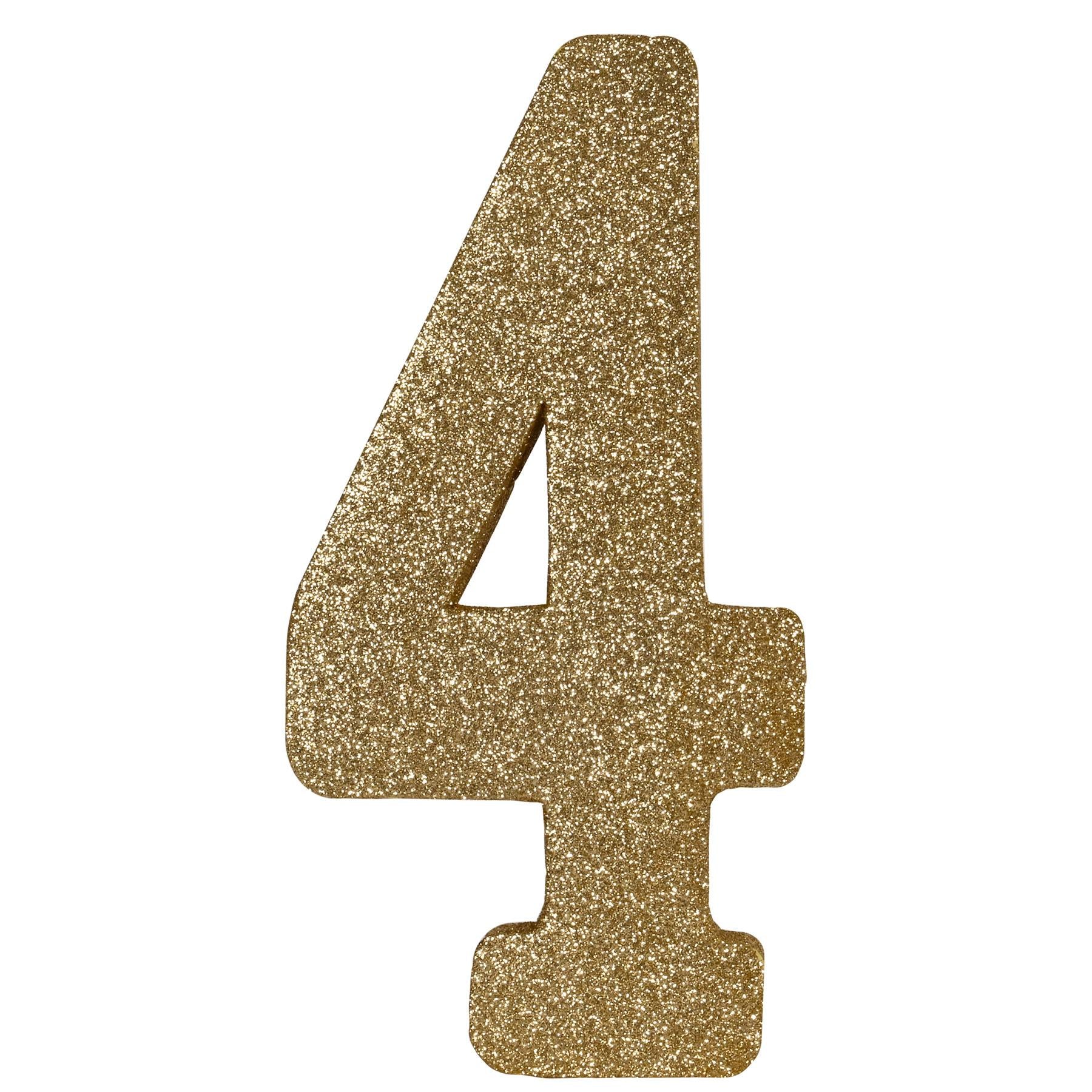 3-D Glittered 4 Birthday Centerpiece gold - 8 inch x 49 inch