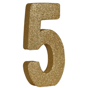 Beistle 3-D Glittered 5 Centerpiece gold - 8 inch x 49 inch - Birthday-Age Specific Centerpieces