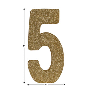 Beistle 3-D Glittered 5 Centerpiece gold - 8 inch x 49 inch - Birthday-Age Specific Centerpieces