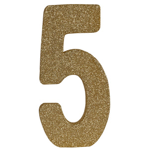 3-D Glittered 5 Birthday Centerpiece gold - 8 inch x 49 inch